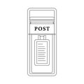 Mailbox Outline Icon Illustration on Isolated White Background Royalty Free Stock Photo