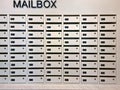 Mailbox or post office full of numbers in an apartment building