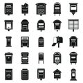 Mailbox postal icons set, simple style