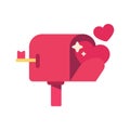 A mailbox with a red heart inside. The concept of sending love to each other Royalty Free Stock Photo