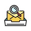 mailbox search magnifying glass color icon vector illustration