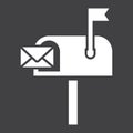 Mailbox solid icon, letter and website Royalty Free Stock Photo