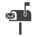 Mailbox solid icon, letter and website Royalty Free Stock Photo