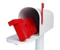 Mailbox tax with mail on a white background Royalty Free Stock Photo