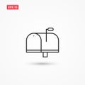 Mailbox vector icon outline style isolated 2