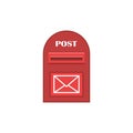 Mailbox vector illustration isolated on white. Mail box icon flat design Royalty Free Stock Photo