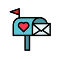 Mailbox vector, Valentine and love related filled outline icon
