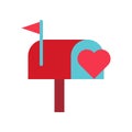 Mailbox vector, Valentine and love related flat icon