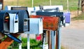 Mailboxes on a Country Road Royalty Free Stock Photo