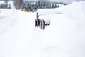 Mailboxes covered in snow next to a country road Royalty Free Stock Photo