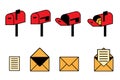 Mailboxes letters set. Incoming inbox message. Vector illustration. Stock image. Royalty Free Stock Photo