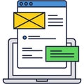 Mailing and chatting via computer icon line vector