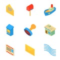 Mailing icons set, isometric style