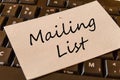 Mailing List Concept on Keyboard Royalty Free Stock Photo