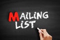 Mailing List text on blackboard Royalty Free Stock Photo