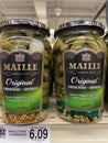 Maille cornichons gherkins in a jar Royalty Free Stock Photo