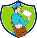 Mailman Deliver Letter Crest Cartoon