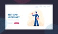 Mailman Profession Occupation Website Landing Page. Cheerful Postman Character Wearing Uniform and Cap with Bag