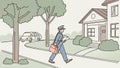 Mailman on Route, Community Connection Reliable Service, vector design Generative AI Royalty Free Stock Photo