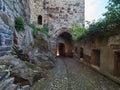 The main access to the castle of Lipari, Aeolian islands, Sicily, Italy Royalty Free Stock Photo