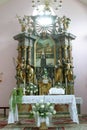Main altar in the parish church of St. Leopold Mandic in Orehovica, Croatia Royalty Free Stock Photo