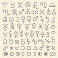 Main Astrological Signs and Symbols (big main set) Royalty Free Stock Photo