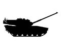 Main battle tank silhouette. Raised barrel. Armored military vehicle