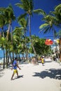 main beach busy shop restaurant street in boracay island philippines