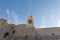 The main bell tower rises on the roof of the Church of Nativity in Bethlehem in Palestine Royalty Free Stock Photo