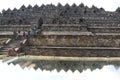 The main body of Borobudur Temple and his reflection
