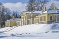 The main building of the ancient estate of Mon Repos on a sunny March day. Vyborg