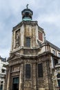 Main building of Church Of Notre Dame Du Finistere at the busy shopping street Rue Neuve Royalty Free Stock Photo