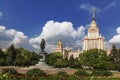 The main building of Moscow state University and the monument to M. V. Lomonosov. Moscow