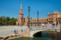 Tower and main building at Spain Square, Plaza de Espana, in Sevilla