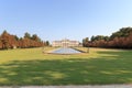 Main building of Villa Pisani with garden, pond and statues in Riviera del Brenta, Italy Royalty Free Stock Photo