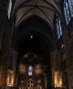 The main cathedral of Strasbourg France. Romanesque and gothic architecture style. Most famous Catholic cathedrals. inside view
