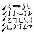 Main Chinese hieroglyphs calligraphy graphic symbol colored element frame set UPPING LINE and HOOK