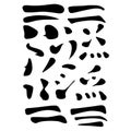 Main Chinese hieroglyphs calligraphy graphic symbol colored element set HORIZONTAL and DOT