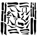 Main Chinese hieroglyphs calligraphy graphic symbol colored element set HORIZONTAL, VERTICAL, FALLING RIGHTWARDS, UPPING LINES,