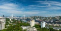 The main city of Primorsky region Rossi city port of Vladivostok. View of the port city of Vladivostok, the top of the Hill Royalty Free Stock Photo