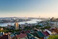 The main city of Primorsky region Rossi city port of Vladivostok. View of the port city of Vladivostok, the top of the Hill Royalty Free Stock Photo