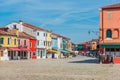 Main city square in the island of Burano, Venice