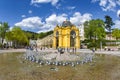 Main colonnade and Singing fountain in the small west bohemian spa town Marianske Lazne Marienbad - Czech Republic Royalty Free Stock Photo