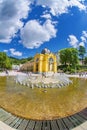 Main colonnade and Singing fountain in the small west bohemian spa town Marianske Lazne Marienbad - Czech Republic Royalty Free Stock Photo