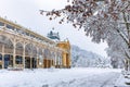 Marianske Lazne (Marienbad) - Main colonnade in winter Royalty Free Stock Photo