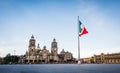 Main Constitution Square Mexico City Historical Center CDMX Vibes National Flag Waving in the Wind