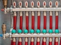 Main Control manifold of floor heating system Royalty Free Stock Photo