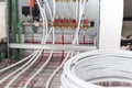 Main Control manifold of house floor heating system Royalty Free Stock Photo