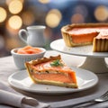 main course earl grey infused smoked salmon quiche.