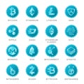 Main cryptocurrency coin signs vector set in flat style
